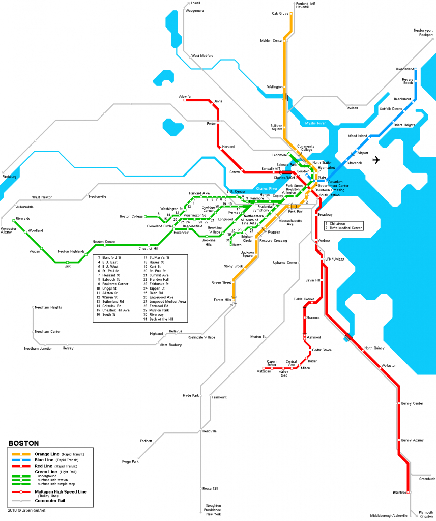 Boston Subway Map For Download | Metro In Boston - High-Resolution - Mbta Subway Map Printable