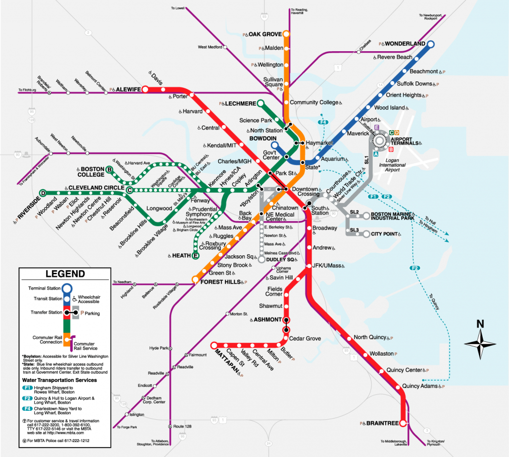 Boston T Map | Metro Maps | Boston Vacation, Subway Map, Boston - Mbta Subway Map Printable