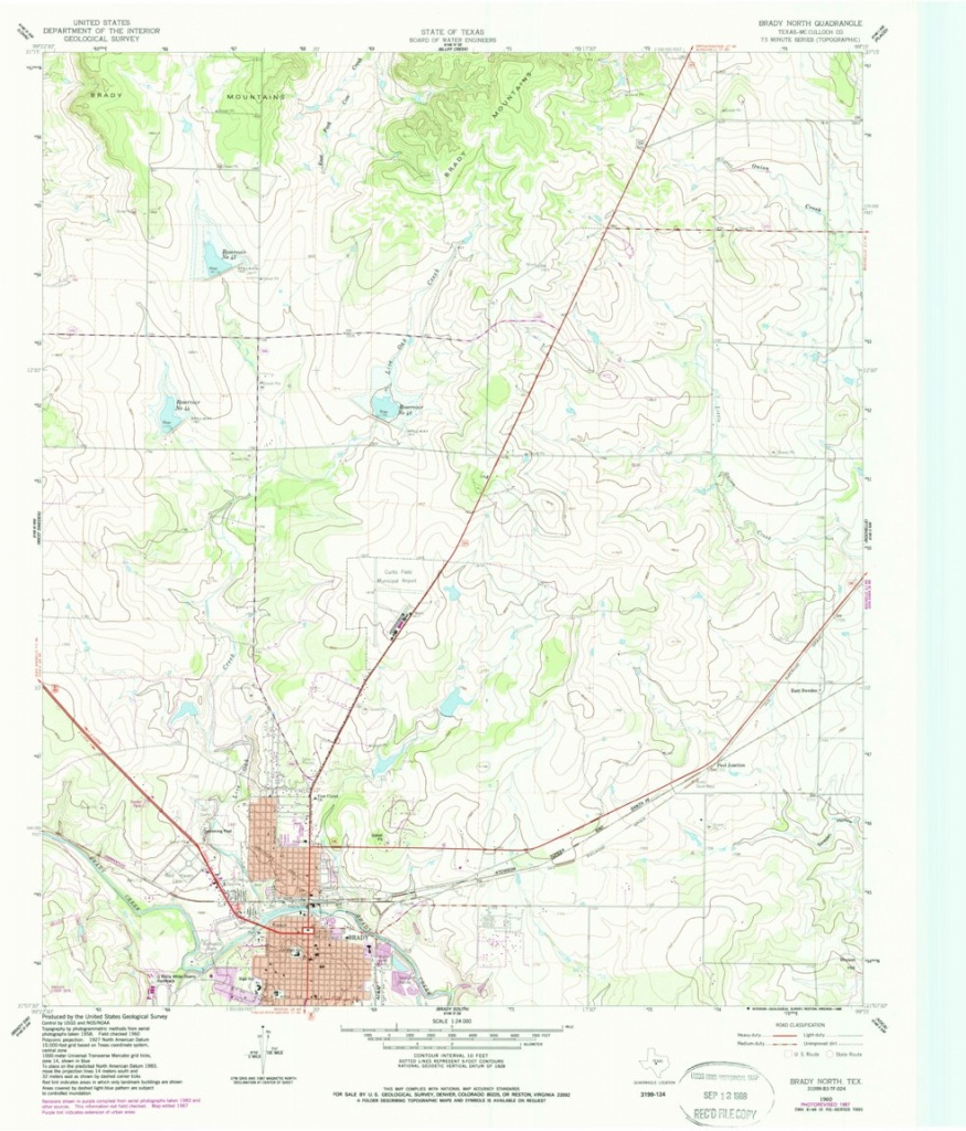 Brady North, Tx Historical Map Geopdf 7.5X7.5 Grid 24000-Scale 1960 - Brady Texas Map