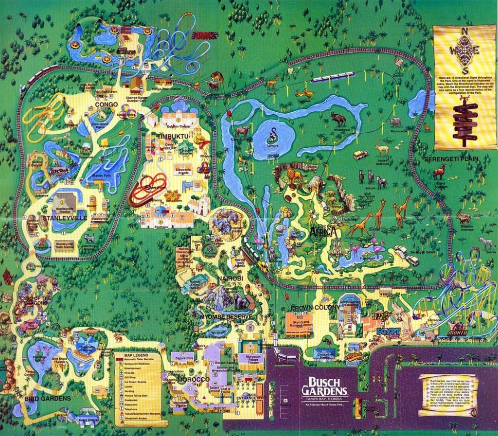 Busch Gardens Tampa - 1999 | Theme Park Maps | Busch Gardens - Bush Garden Florida Map
