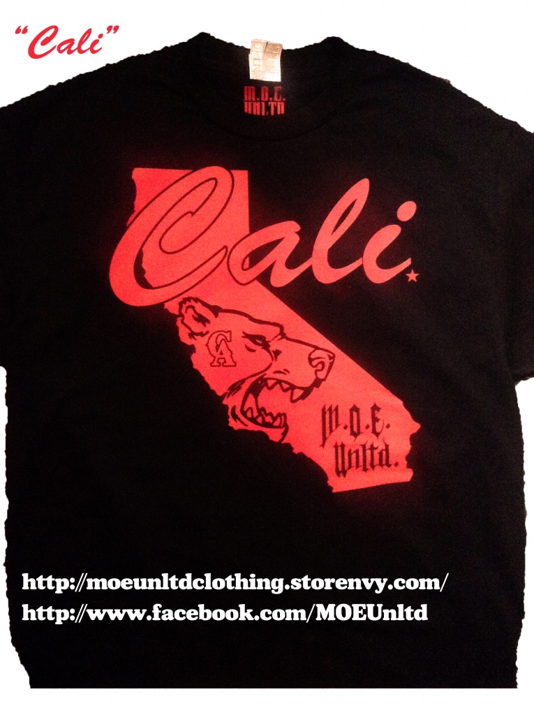 Cali Men&amp;#039;s Black/red T-Shirt From M.o.e. Unltd. Clothing - California Map Shirt