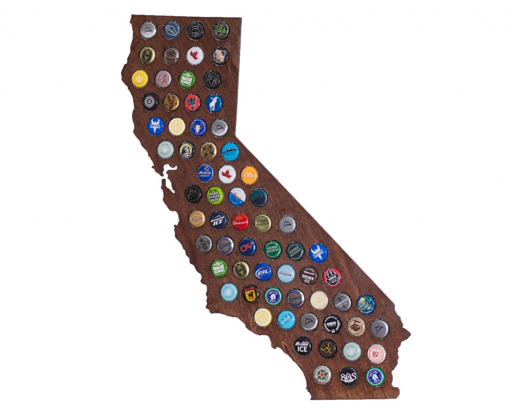 California Beer Cap Map With Dark Walnut Stain Craft Beer | Etsy - California Beer Cap Map