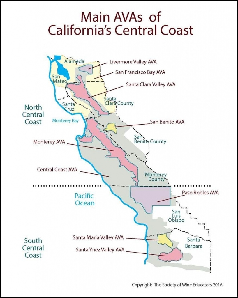 California Central Coast Wine Country Map – Map Of Usa District - Central California Wine Country Map