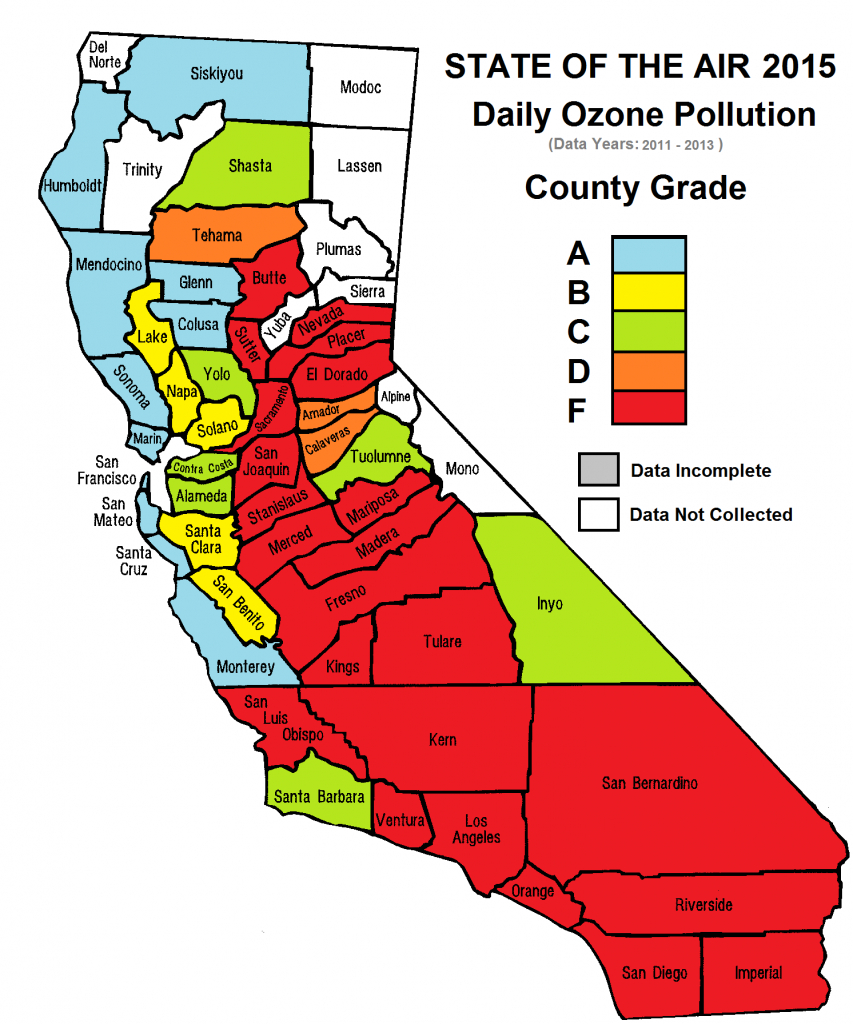 California Cities Top List Of Most Polluted Areas In American Lung - Southern California Air Quality Map