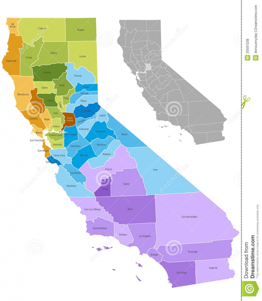California Counties Stock Vector. Illustration Of California - 20591038 - Free Editable Map Of California Counties
