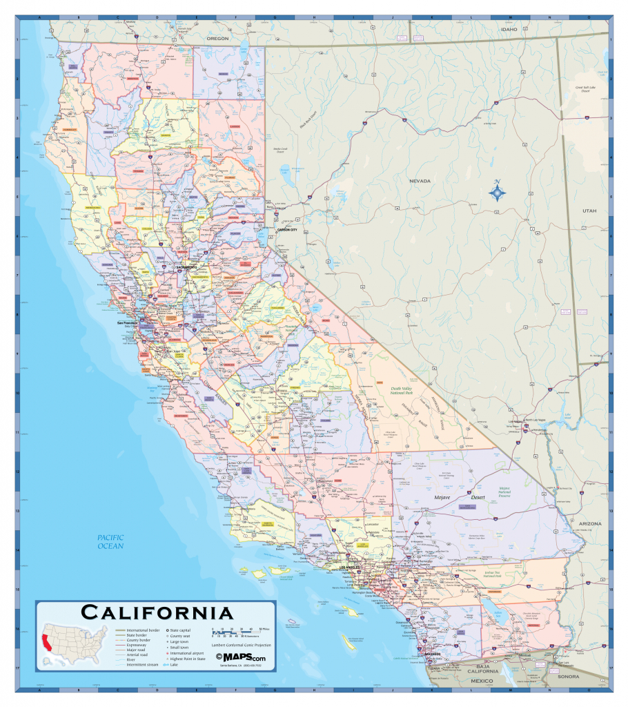 California County Wall Map - Maps - Laminated California Wall Map
