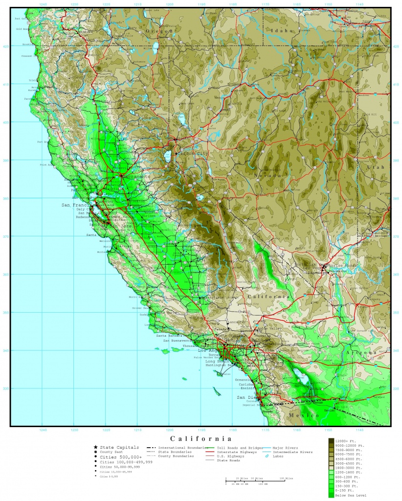 California Elevation Map - California Terrain Map