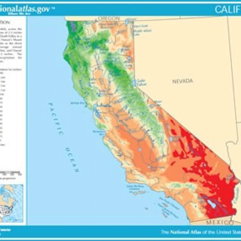 California Elevation Map Of Lakes Streams And Rivers - California Topographic Map Elevations