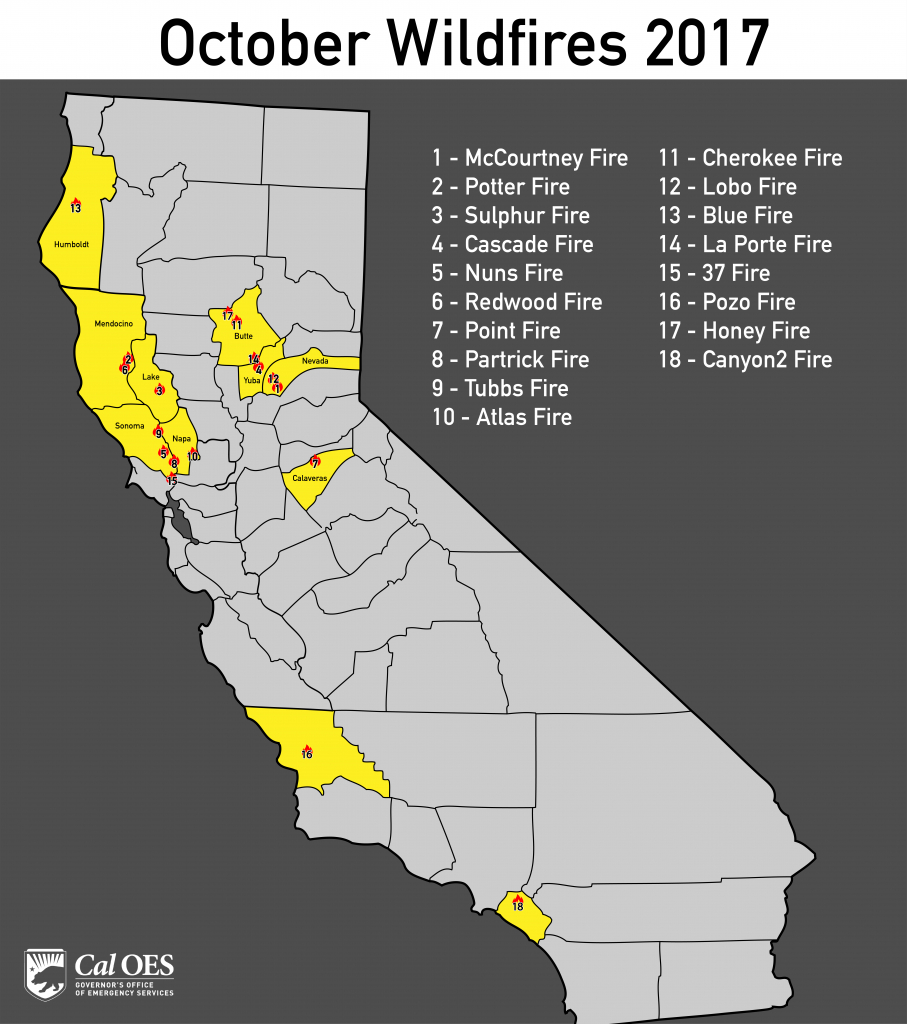 California Fires: Map Shows The Extent Of Blazes Ravaging State's - 2017 California Wildfires Map