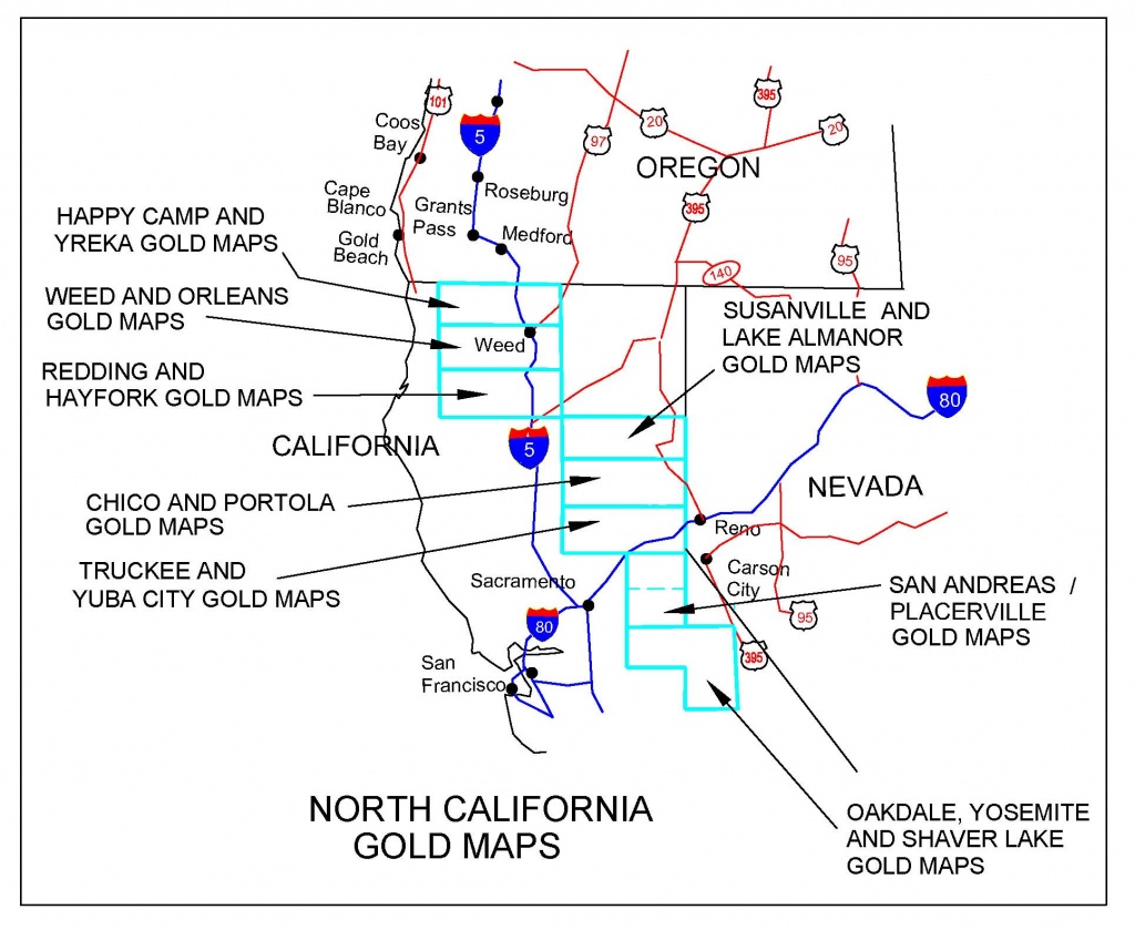 California Gold Maps, Treasure Maps, Gold Panning Maps, Gold - California Gold Claims Map