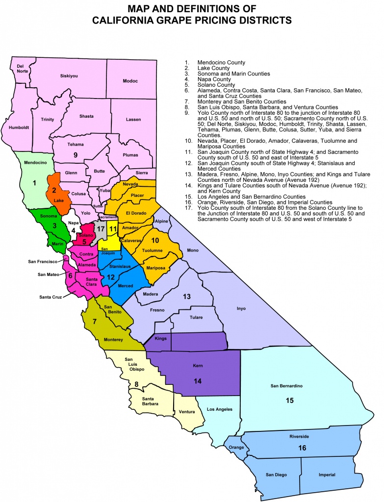 California Grape Crush Districts Map From The Usda - - Usda Map California