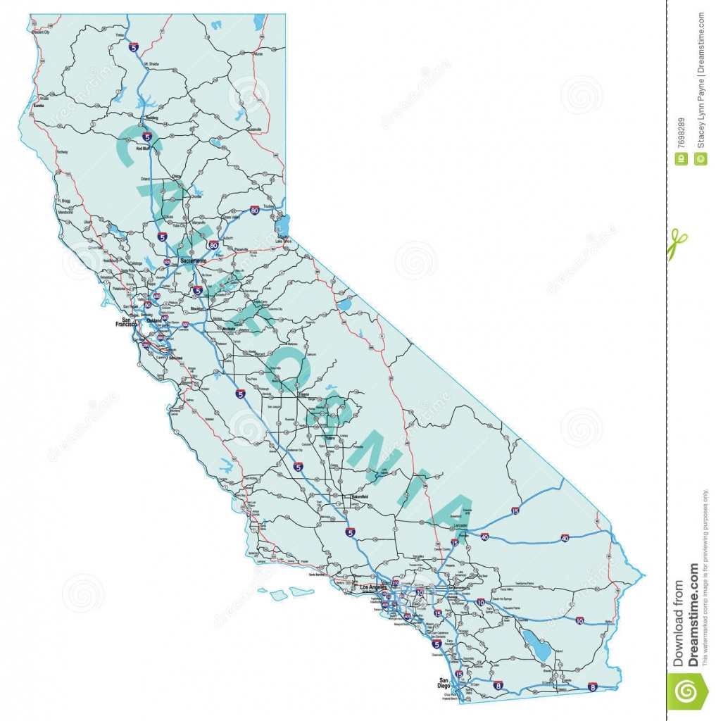 California Interstate Highway Map Stock Vector - Illustration Of - California Road Map Free