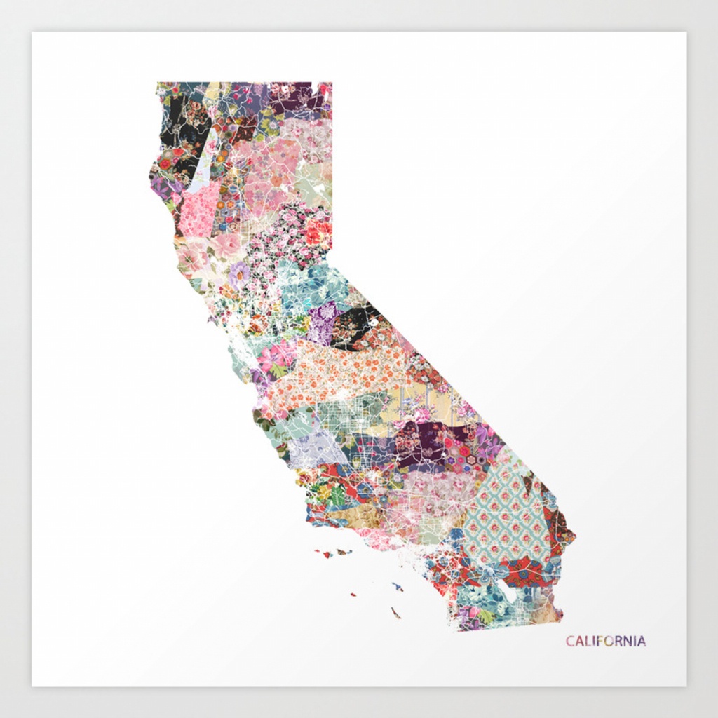California Map Art Printpoeticmaps | Society6 - California Map Art