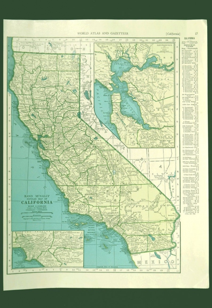 California Map Of California Wall Art Decor Vintage Old 1940S | Etsy - California Map Wall Art
