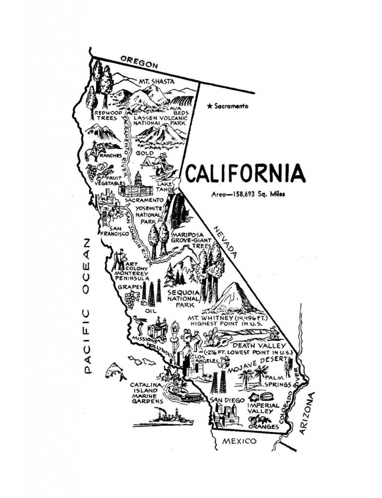 California Map Printable Art, Digital Print, 1950S State Wall Art - California Map Wall Art