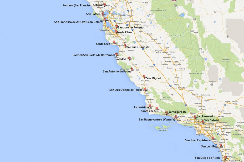 California Missions Map: Where To Find Them - Ventura California Map
