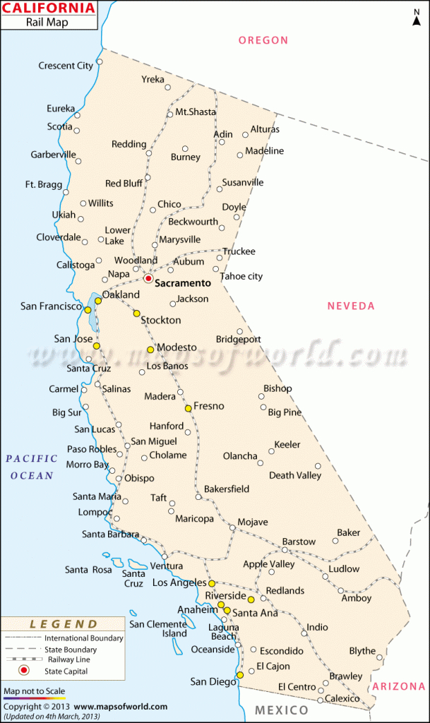 California Rail Map, All Train Routes In California - California Train Map