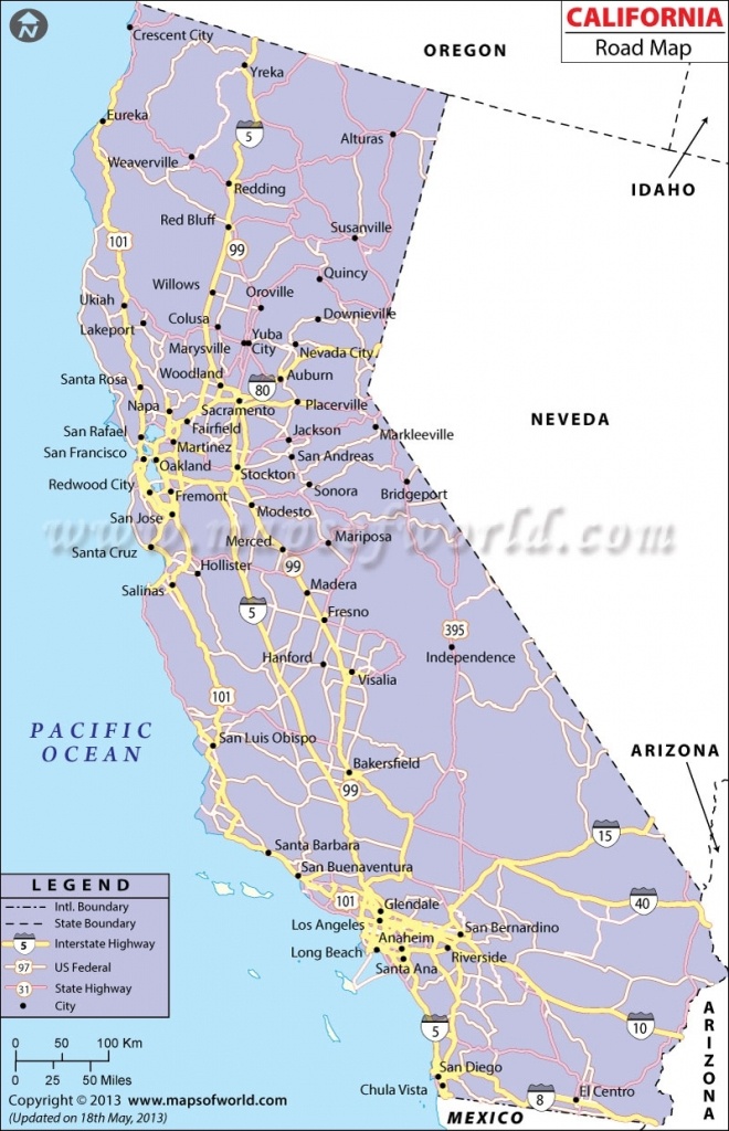 California Road Map, California Highway Map In California West Coast - Detailed Map Of California West Coast