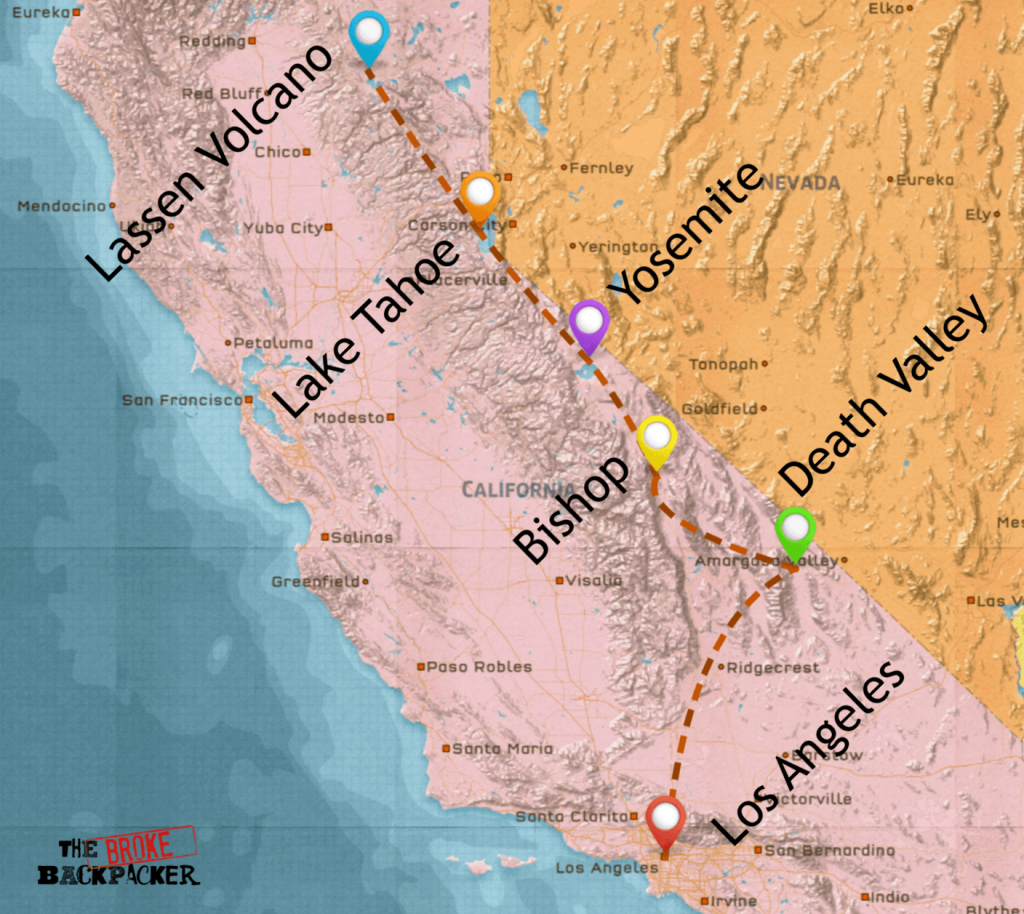California Road Trip • Epic Budget Guide (July 2019) - California Hostels Map