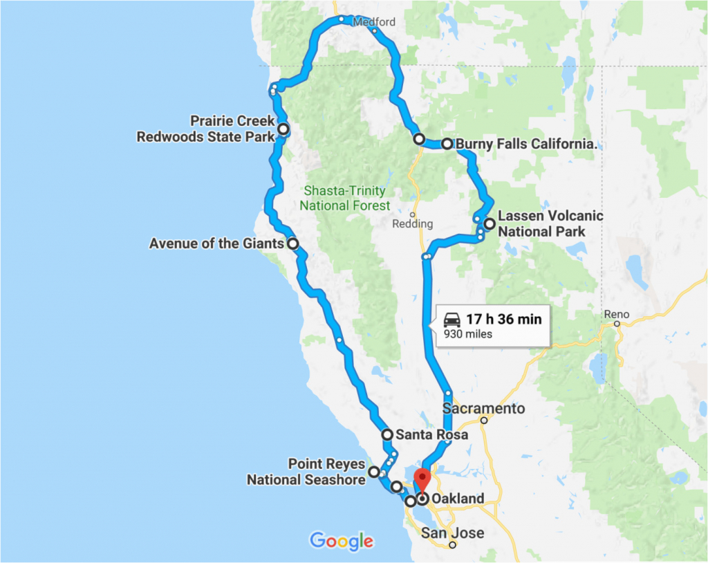 California Road Trip Trip Planner Map The Perfect Northern - California Road Trip Trip Planner Map
