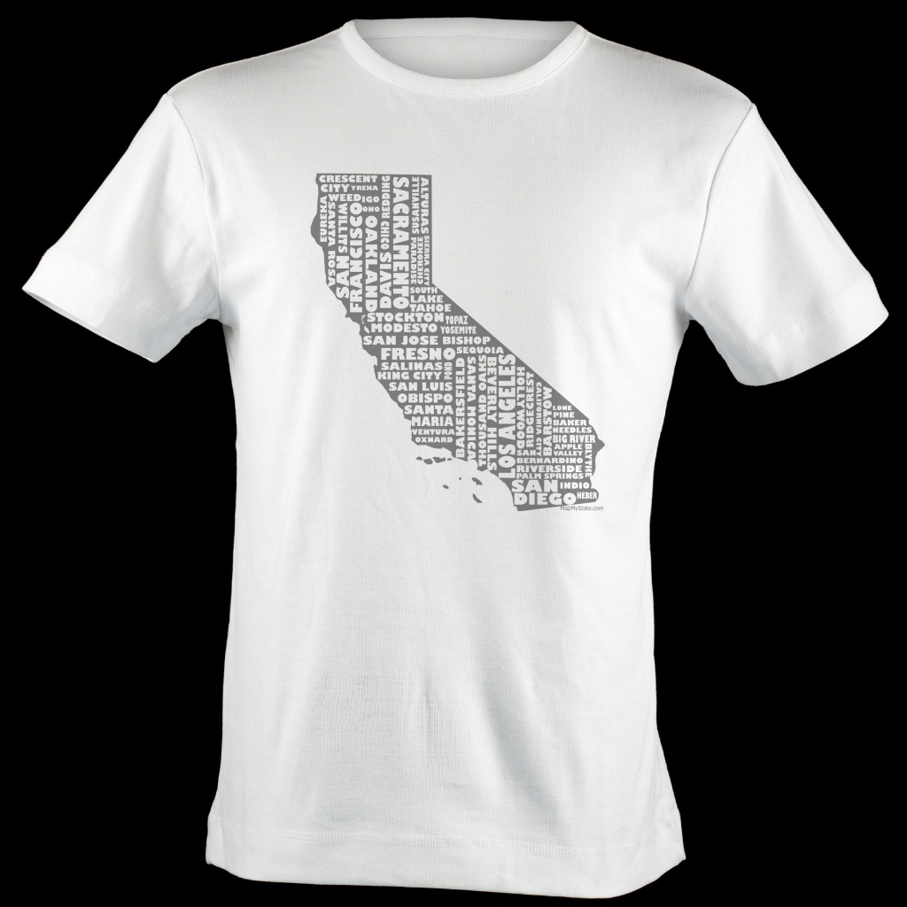 California Shirt Map Art | California Typography Map T-Shirt - California Map T Shirt
