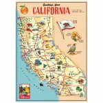 California Sightseeing Map Vintage Style Poster D At Retro Planet   California Sightseeing Map