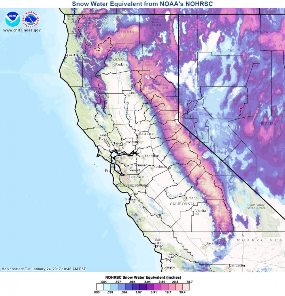 California Snow Map | Physical Map - Snow Level Map California