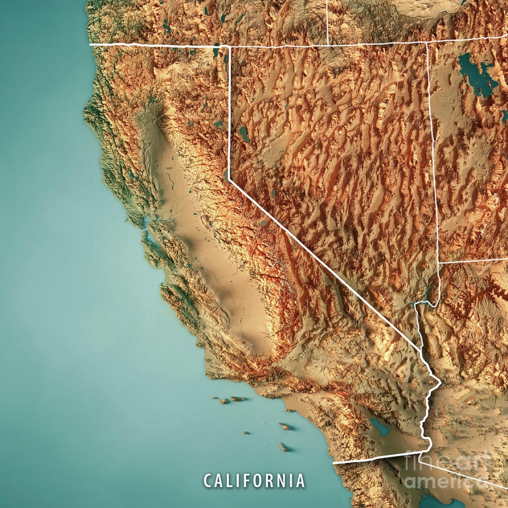California State Usa 3D Render Topographic Map Borderfrank Ramspott - California Topographic Map