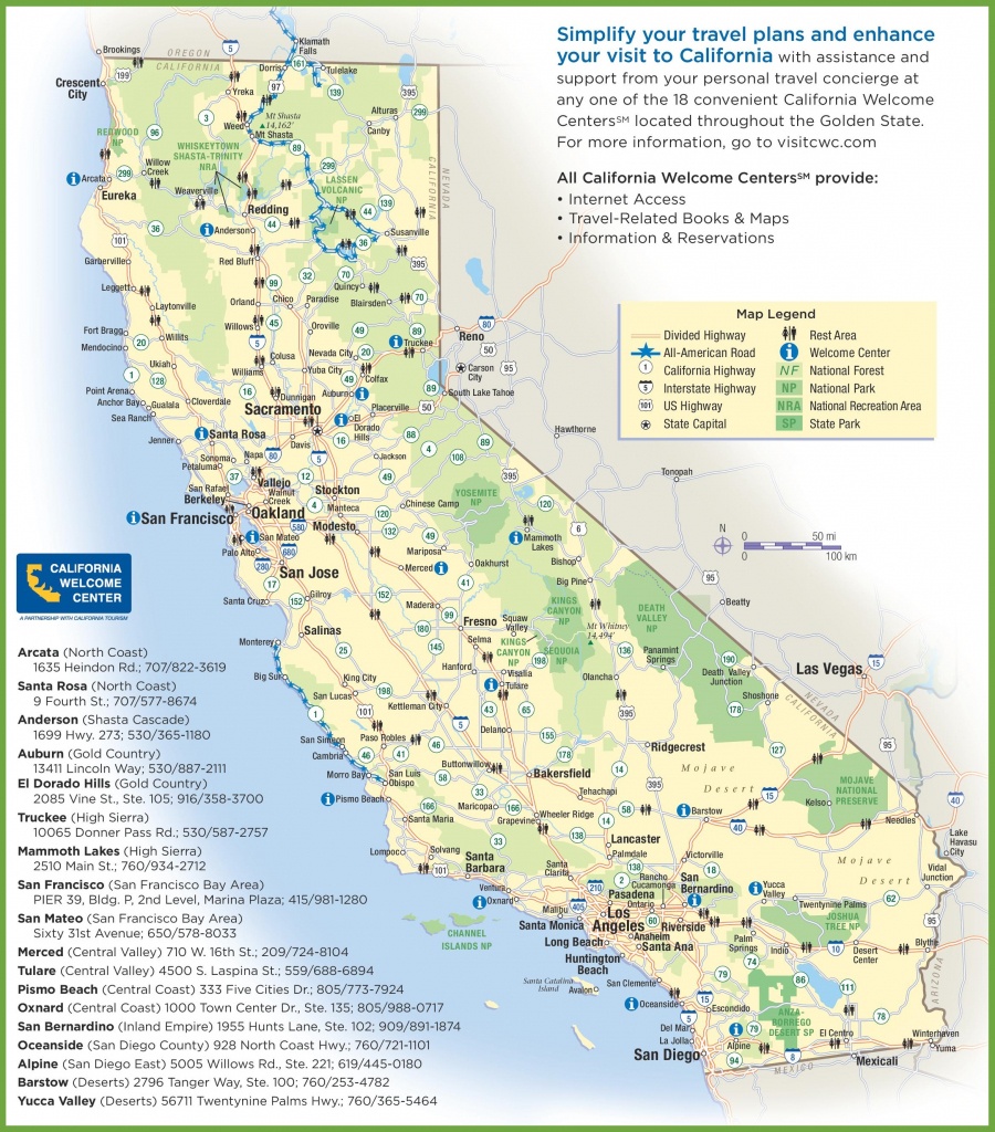 California Travel Map - California Rest Stops Map