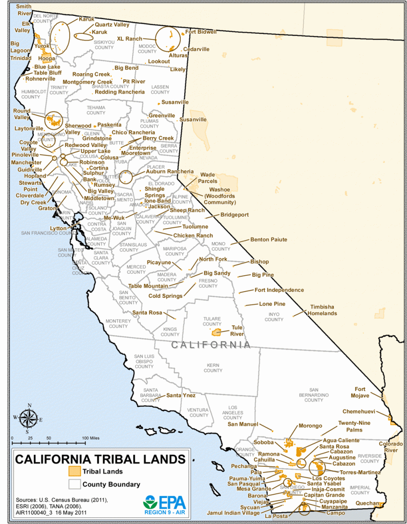 California Tribal Lands, Maps, Air Quality Analysis | Pacific - Southern California Native American Tribes Map