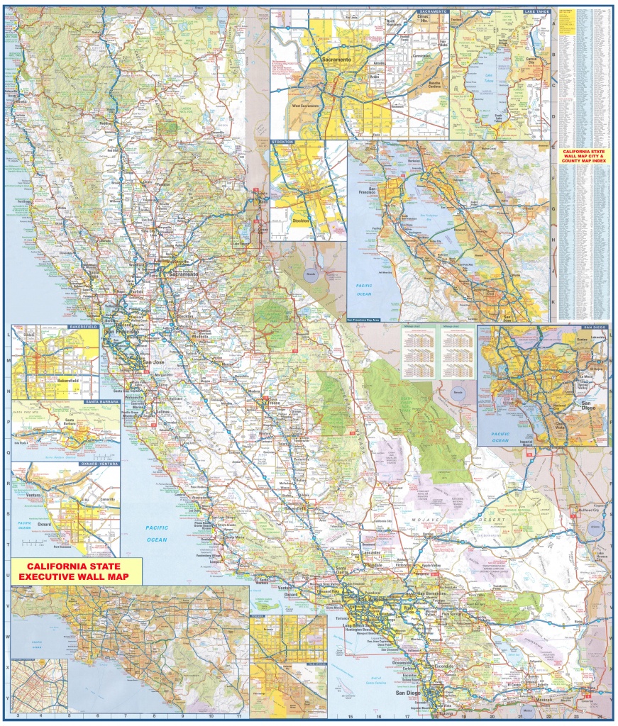 California Wall Map Executive Commercial Edition - Laminated California Map