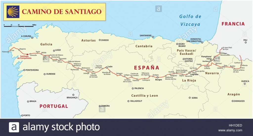 Camino De Santiago Map Stock Photos &amp;amp; Camino De Santiago Map Stock - Printable Map Of Camino De Santiago