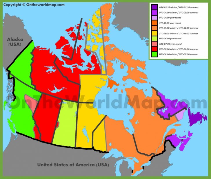 Canada Time Zone Map Printable