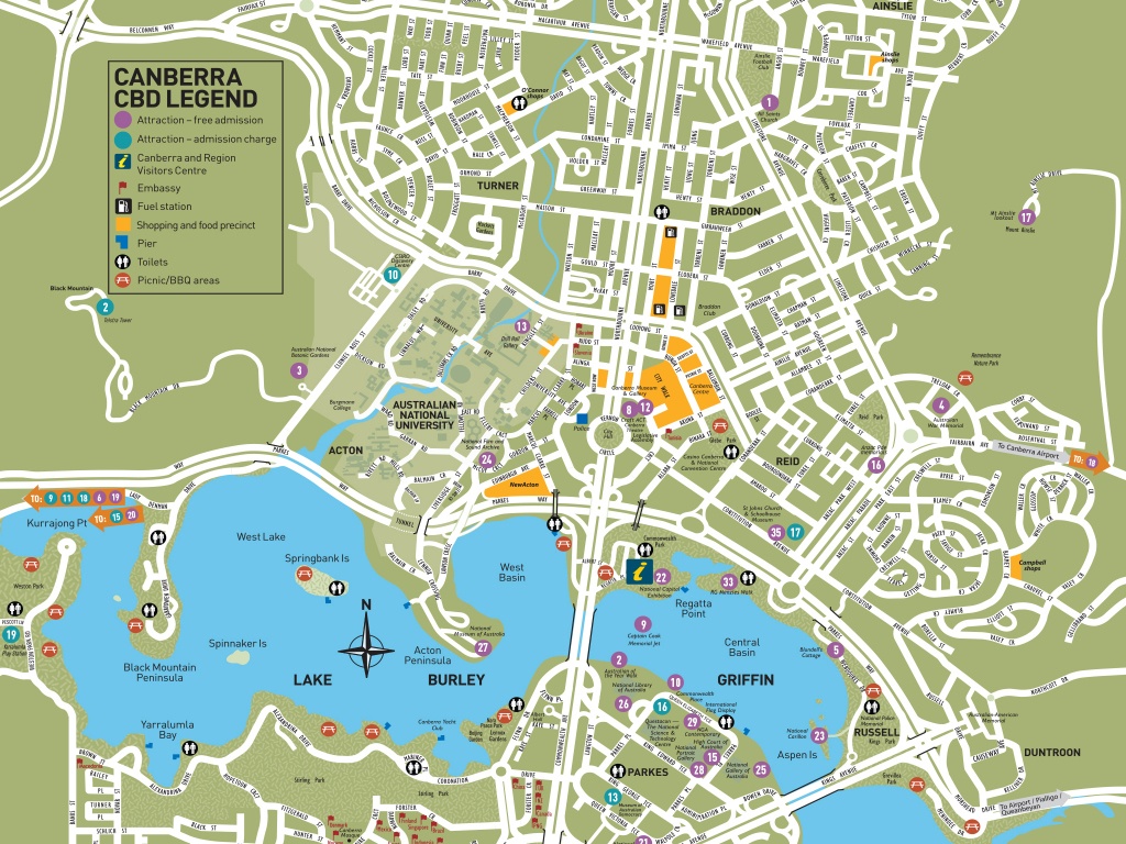 Canberra City Map | Visitcanberra - Printable Map Of Canberra