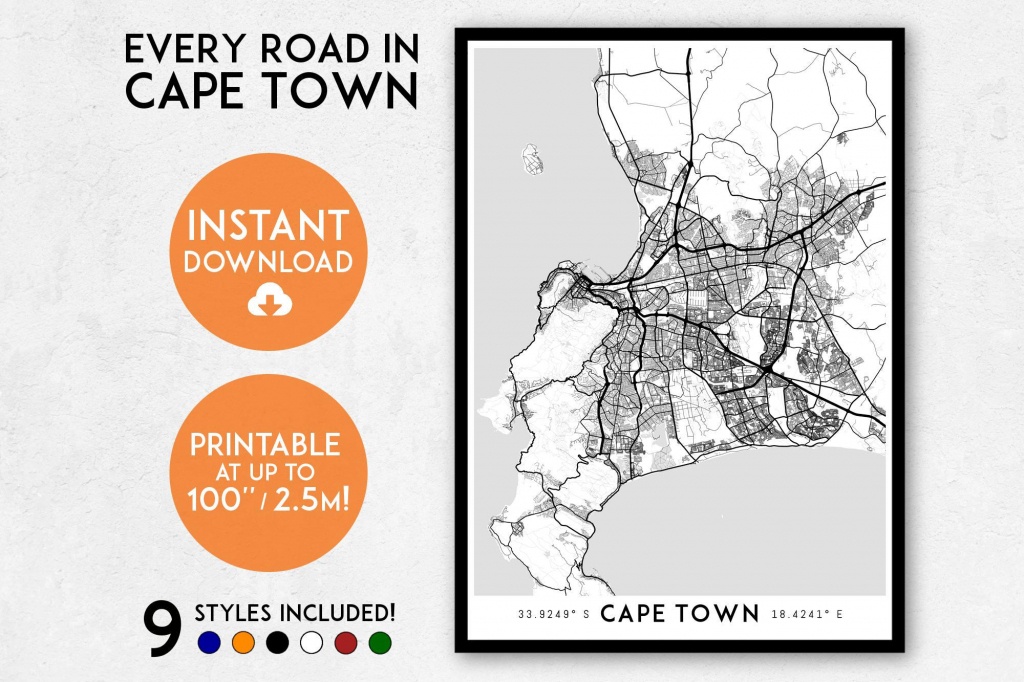 Cape Town Map Print, Printable Cape Town Map Art, South Africa Map, Cape  Town Print, Cape Town Art, Cape Town Poster, Cape Town Wall Art - Printable Town Maps