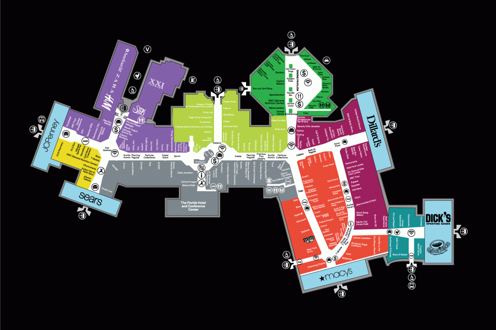 Center Map Of The Florida Mall® - A Shopping Center In Orlando, Fl - Florida Mall Food Court Map