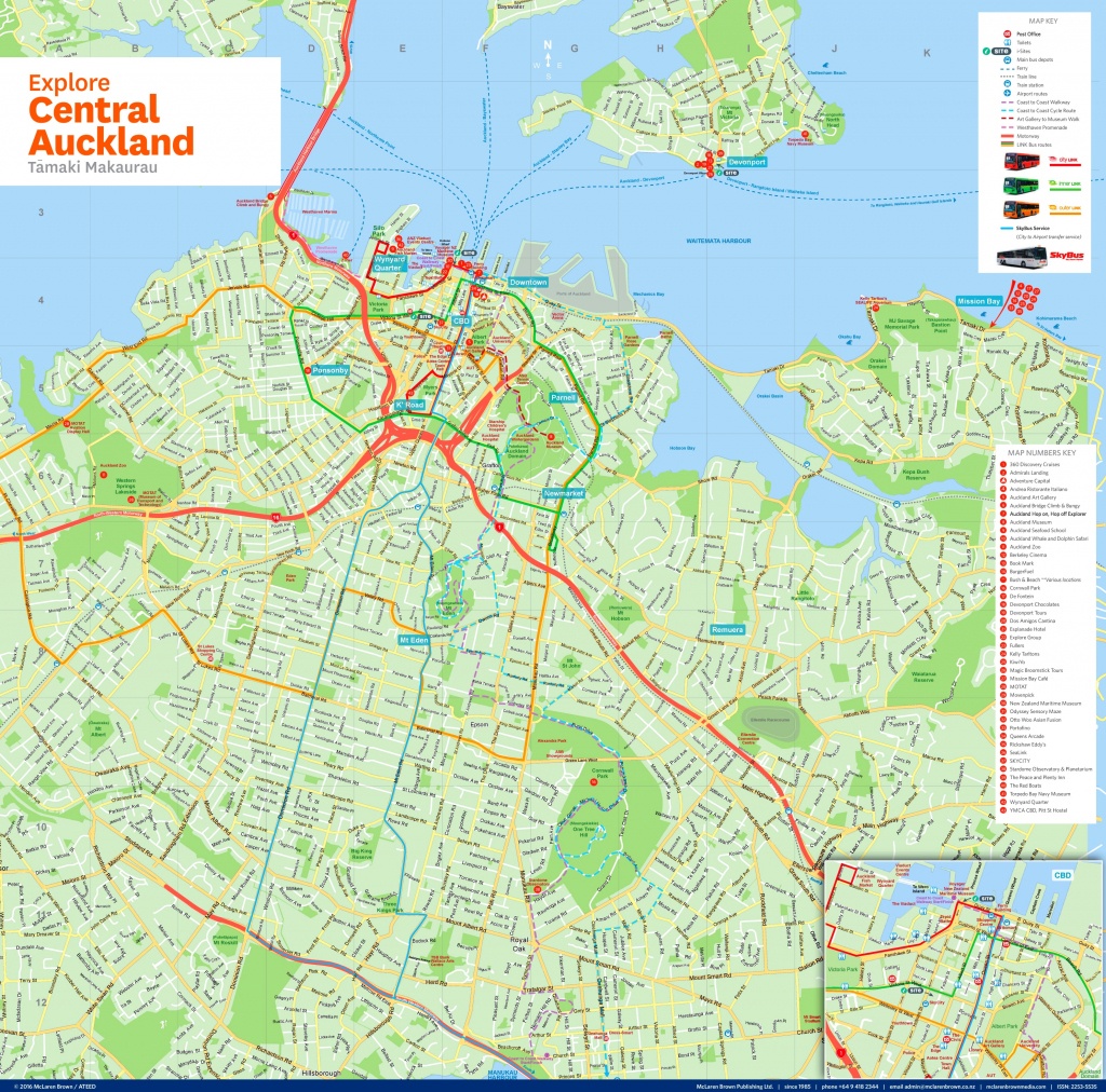 Central Auckland Tourist Map - Printable Map Of Auckland