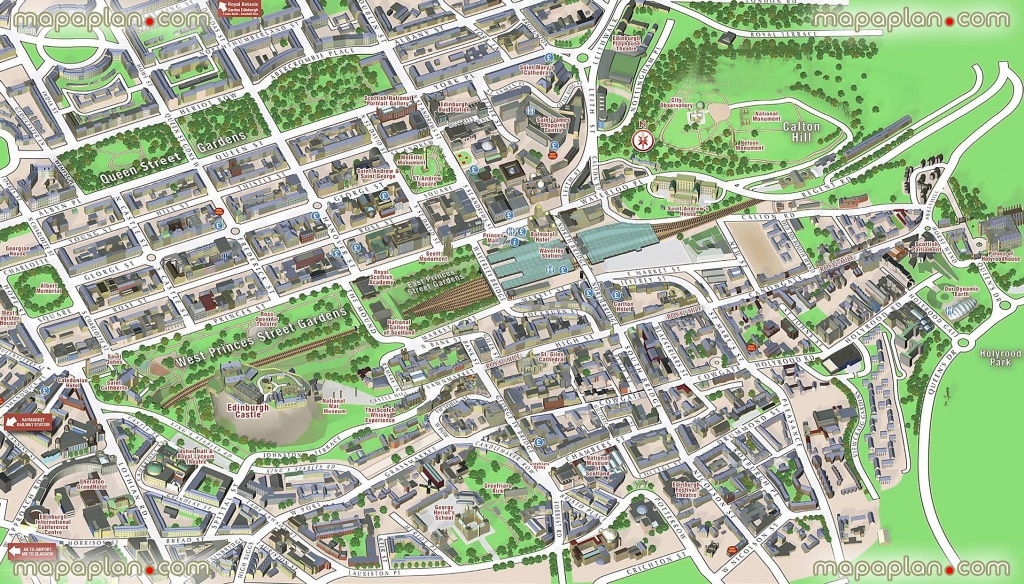 Central Edinburgh Scotland Visitors 3D Interactive Printable Inner - Edinburgh Street Map Printable
