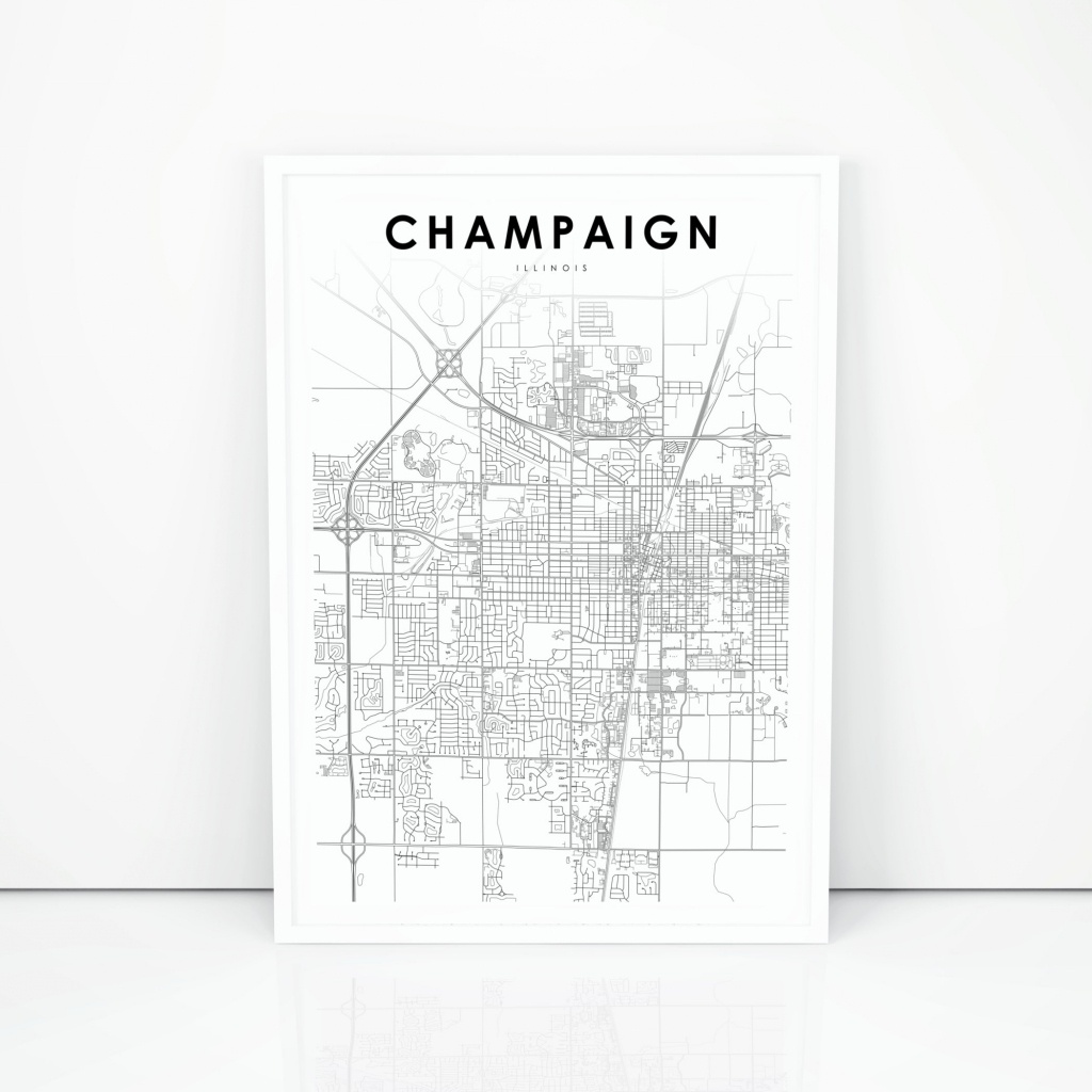 Champaign Map Print Illinois Il Usa Map Art Poster City | Etsy - Printable Map Of Champaign Il