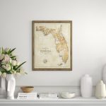 Charlton Home 'map Of Florida' Framed Graphic Art Print | Wayfair   Map Of Florida Wall Art