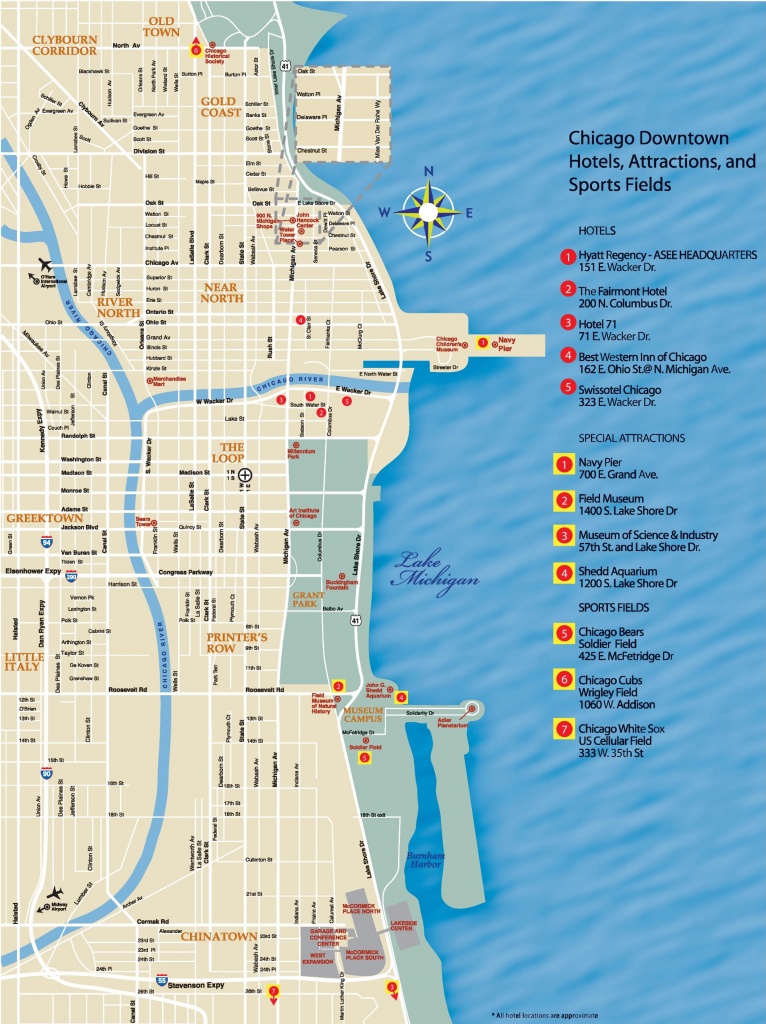 Chicago Downtown Map - Map Of Chicago Attractions Printable