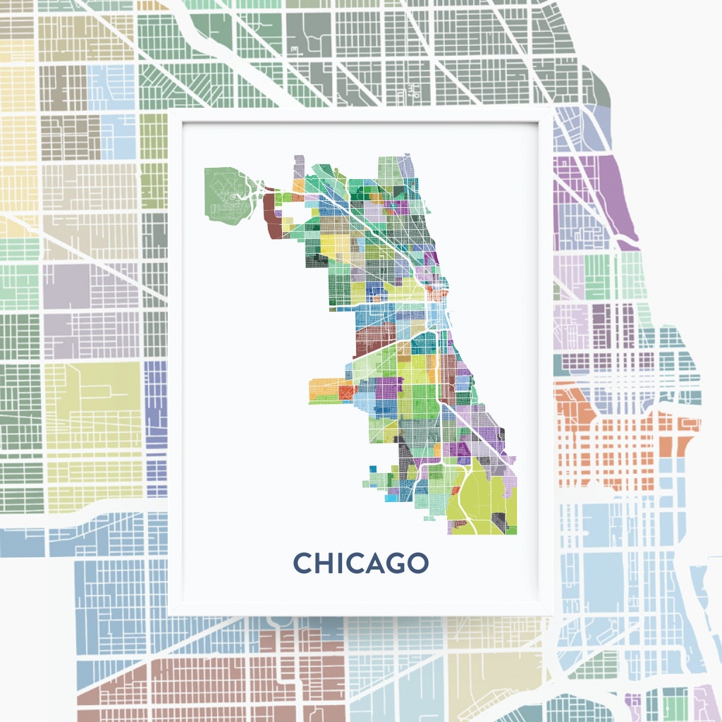 Chicago Neighborhood Map Print / Chicago Art Poster / Chicago Map / Chicago  City Map / Chicago Print / Home Decor / Office Decor / Gift - Chicago City Map Printable