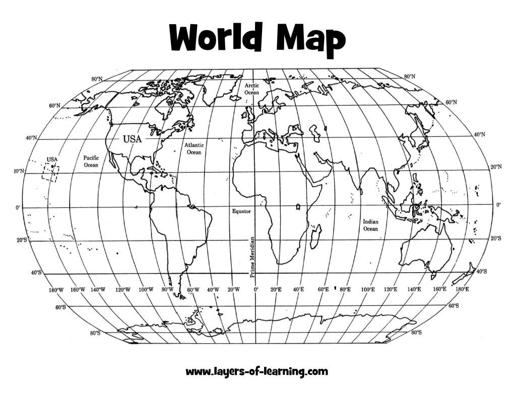 Climate: Latitude And Longitude World Map Grid Layers Of Learning - Printable World Map With Latitude And Longitude