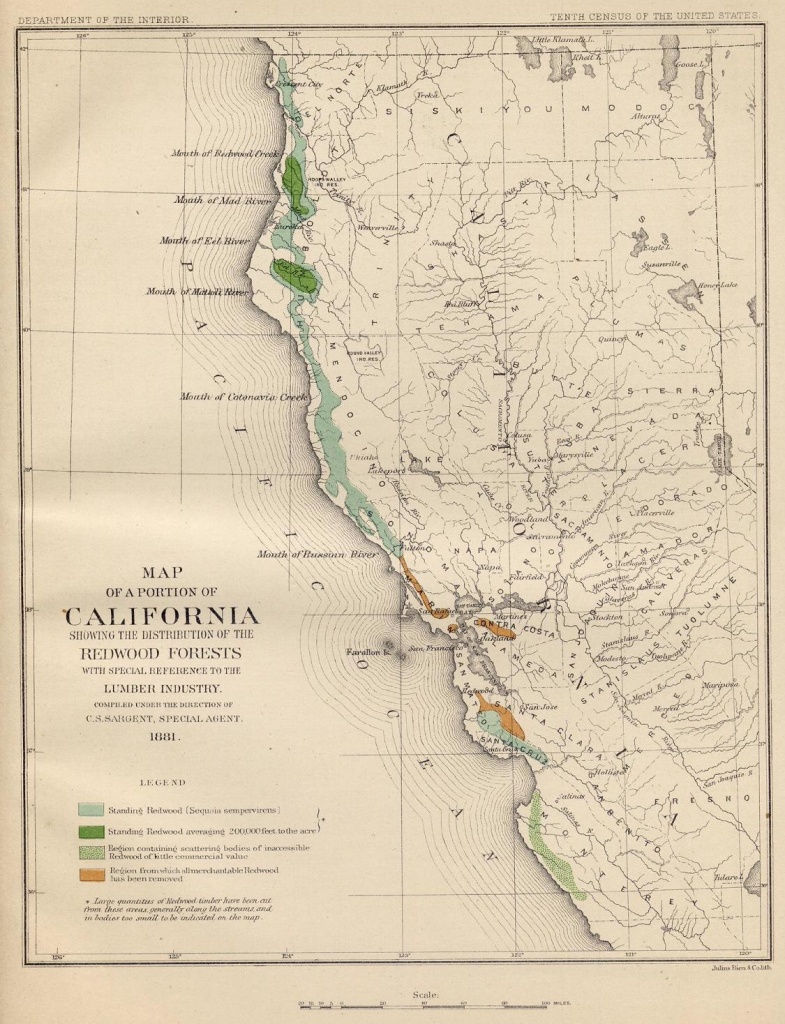 Coast Redwood Range And Biogeography - Redwoods Northern California Map
