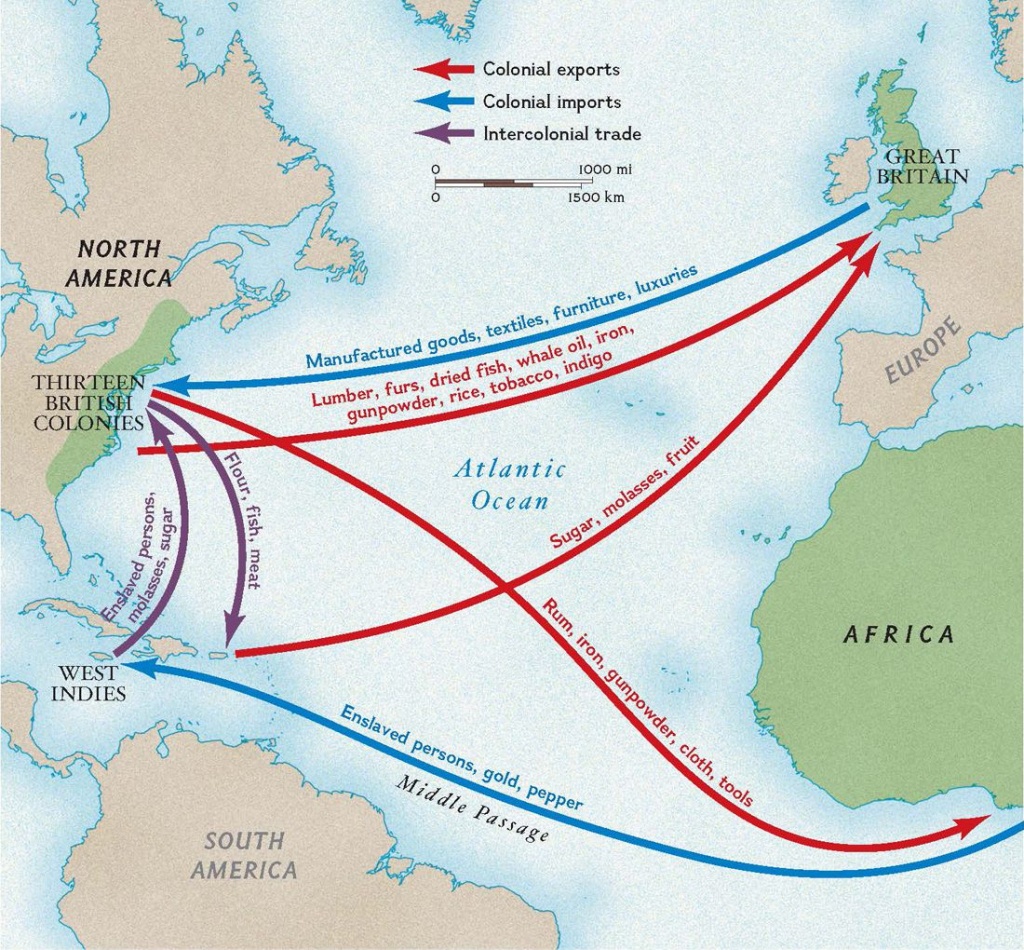 Colonial Trade Routes And Goods | National Geographic Society - Triangular Trade Map Printable