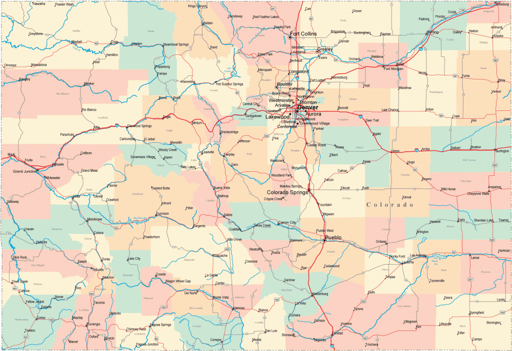 Empty Vector Map Of Denver Colorado Usa Printable Road Map