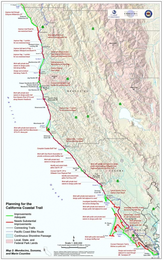 Completing The California Coastal Trail-Sb908 Report - California Coastal Trail Map