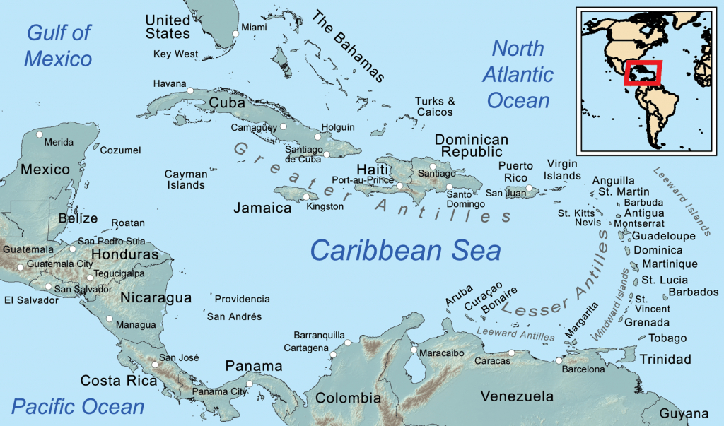 Comprehensive Map Of The Caribbean Sea And Islands - Printable Road Map Of St Maarten