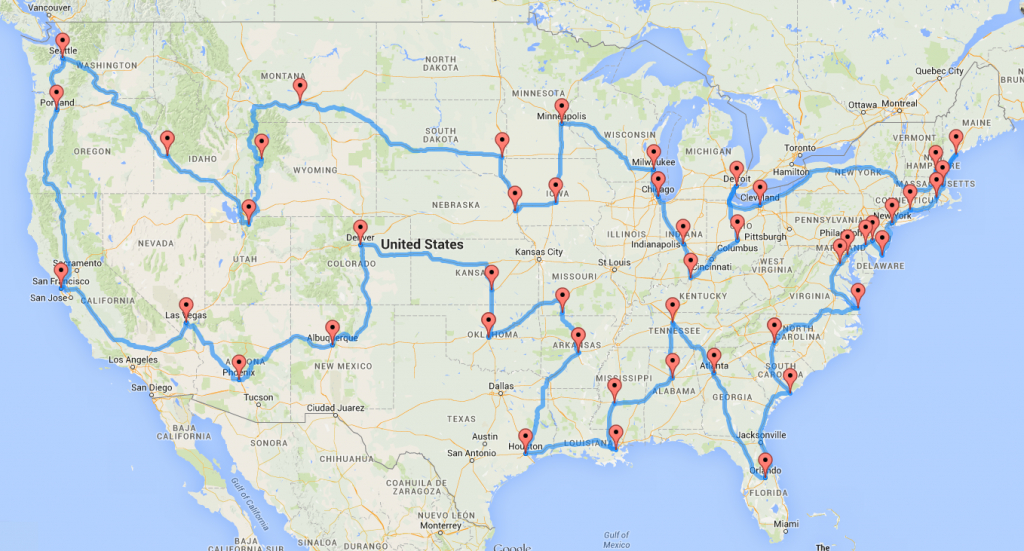 Computing The Optimal Road Trip Across The U.s. | Dr. Randal S. Olson - Florida Road Trip Trip Planner Map