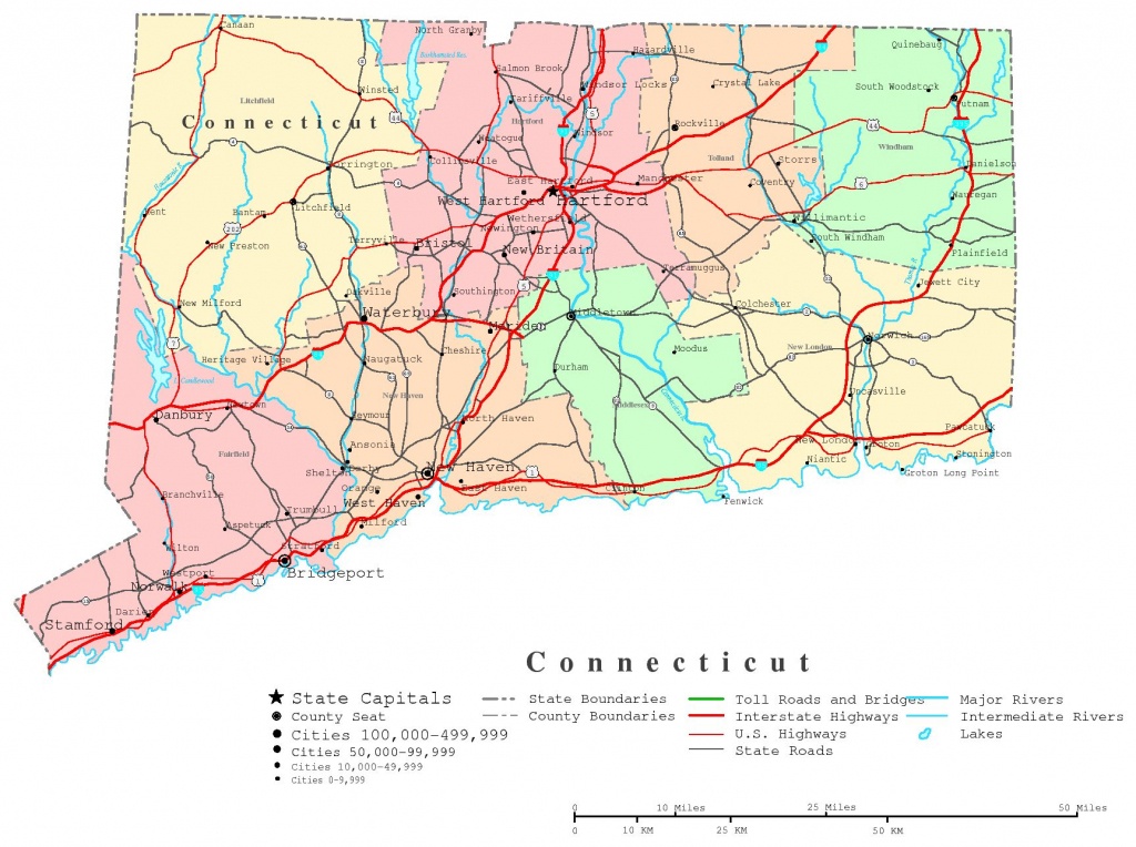 Connecticut Printable Map - Printable Map Of Connecticut